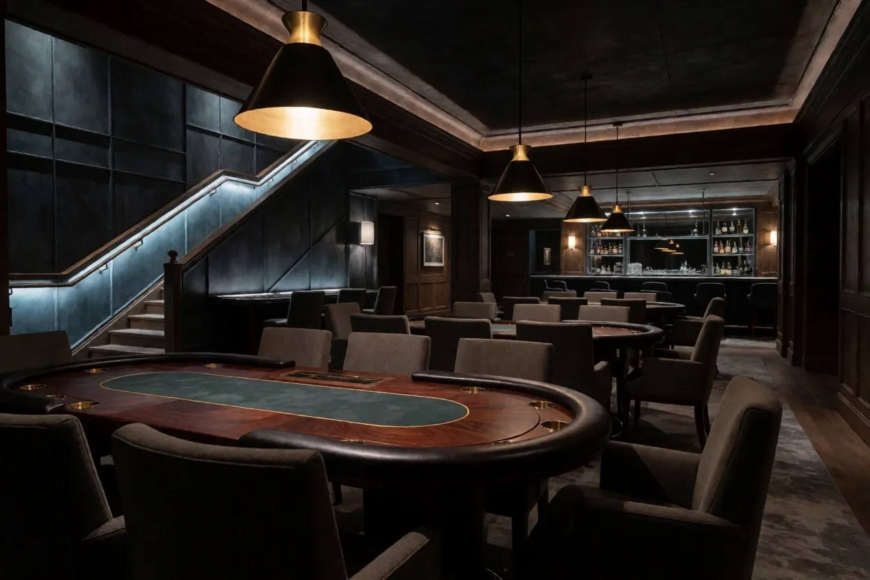 Het interieur van onze Pokerzaal